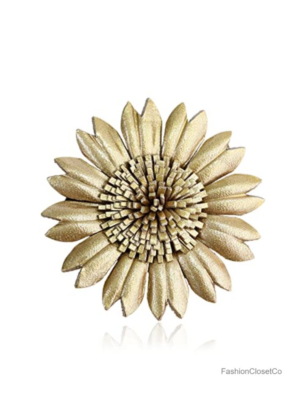 Genuine Leather Flower Hairclip Brooch Pin Gold